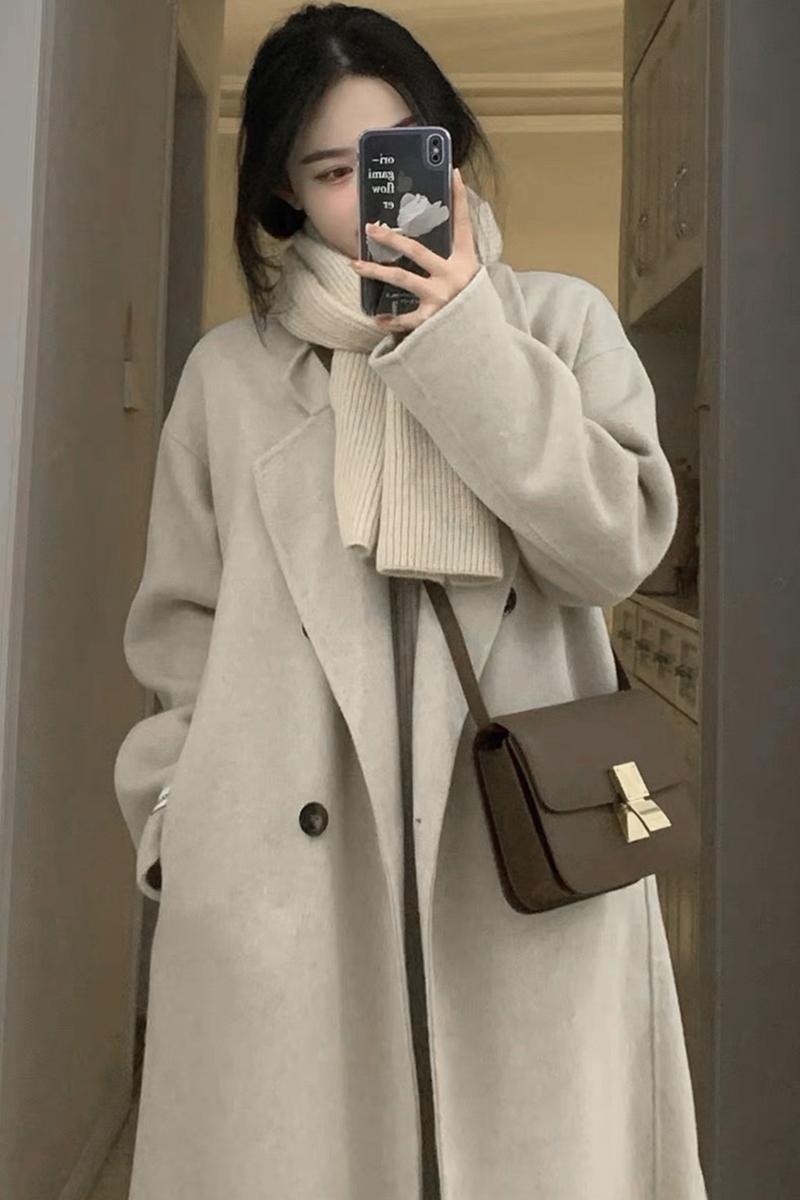 Xiaoxiangfeng autumn and winter thickened woolen coat women's mid-length autumn and winter new style foreign lady small woolen coat