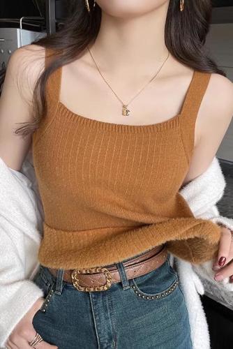 Warm camisole women's  autumn and winter new style velvet thickened inner fit slimming cover milky white top