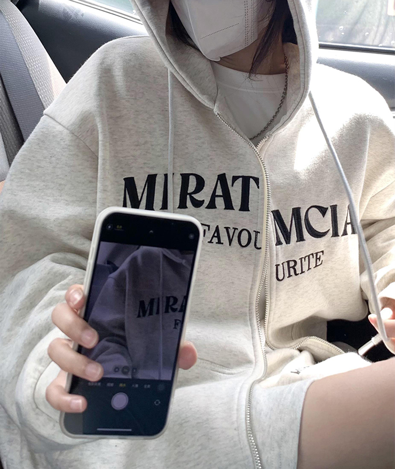 後包領雙層帽不起球配棉螺口 薄款衛衣女刺繡