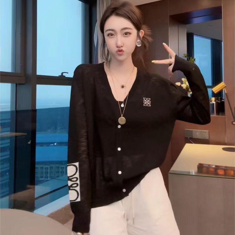 2023夏季新款防曬衣女開衫薄冰絲休閒百搭慵懶韓風V領寬鬆長袖T恤