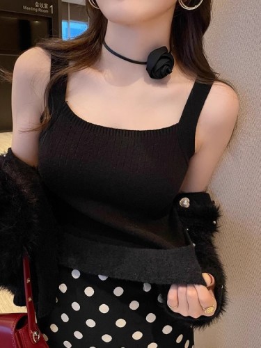 Warm camisole women's  autumn and winter new style velvet thickened inner fit slimming cover milky white top