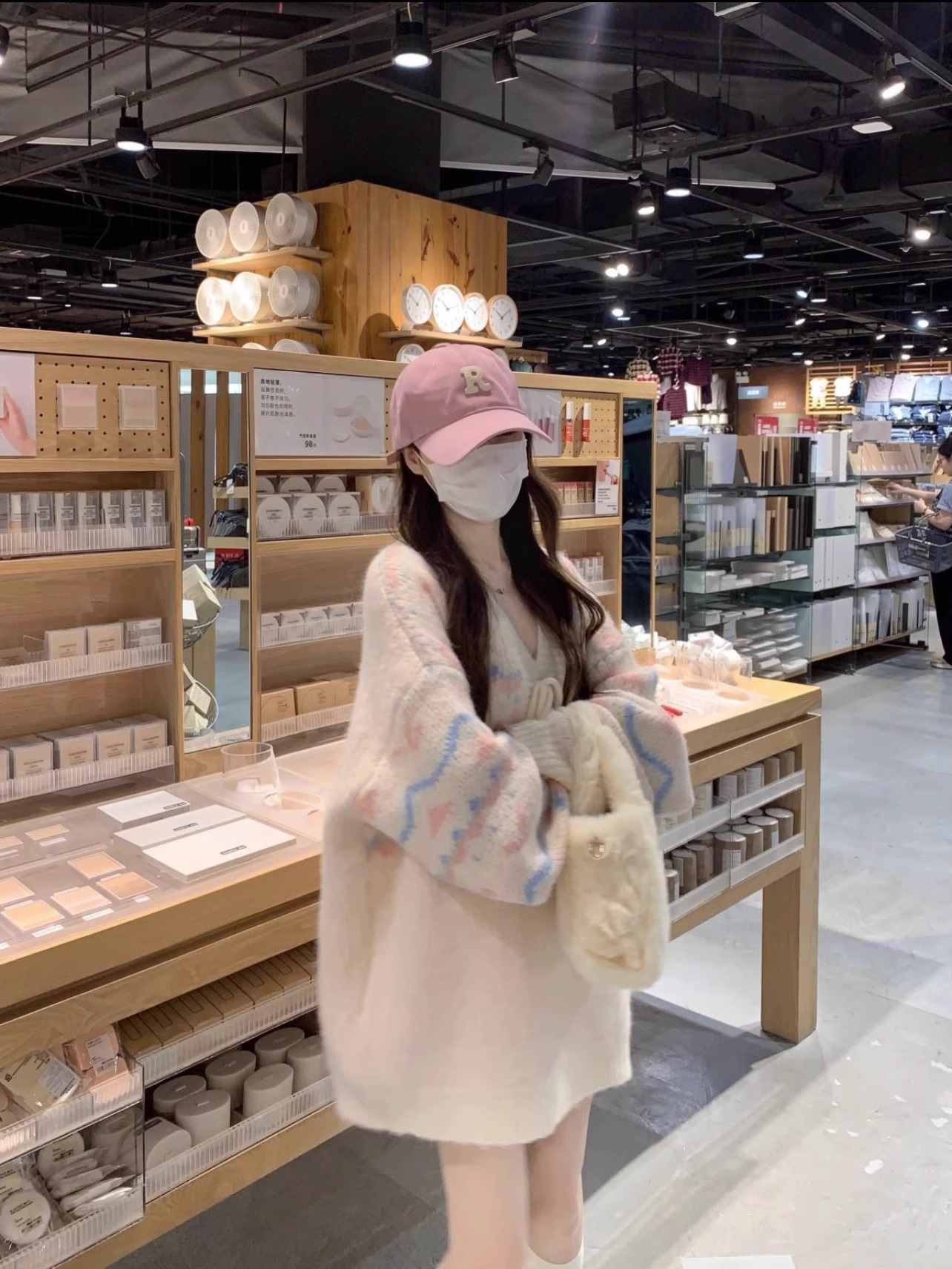 溫柔風氣質棉花糖復古拼色綁帶寬鬆套頭毛衣針織衫女甜美慵懶上衣