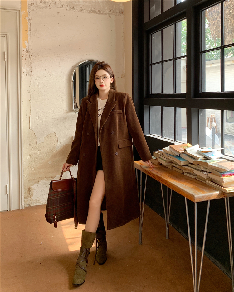 Actual shot~Autumn and winter Korean style loose-fitting corduroy suit and quilted thickened jacket