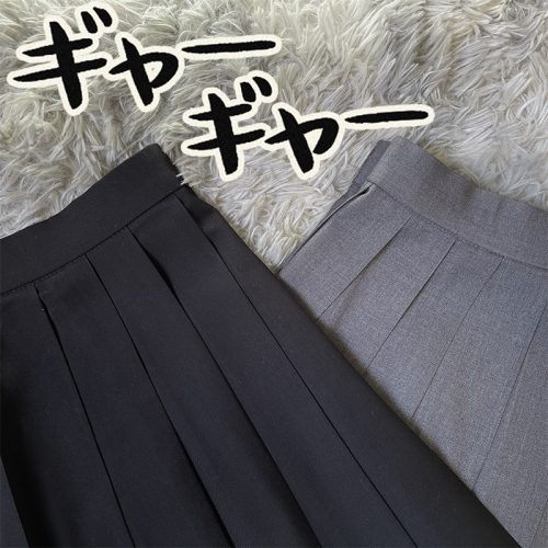 Premium buckle uniform solid color pleated skirt women's Japanese skirt spring, summer, autumn and winter adjustable buckle skirt