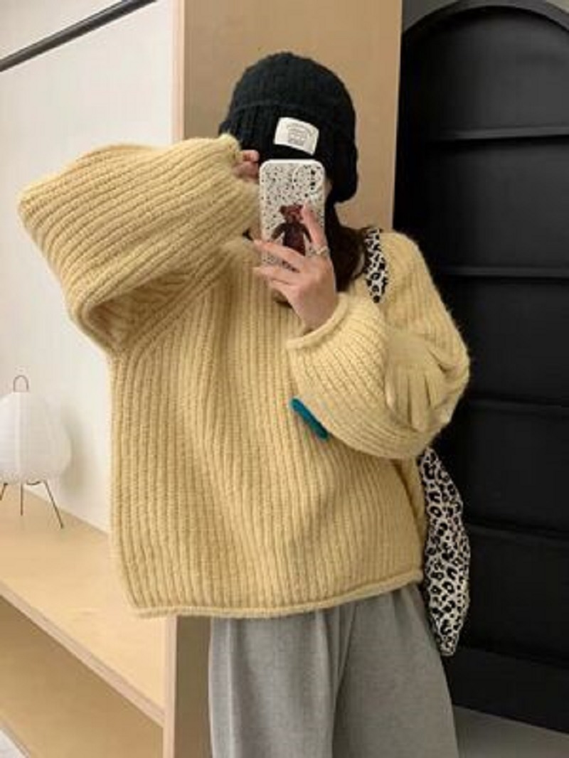高級感毛衣女款秋冬2023新款粗針超好看韓系慵懶風粗線加厚針織衫