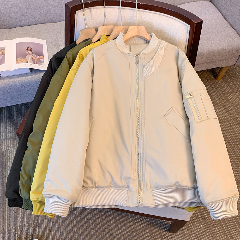 Real shot of large size 2023 new women's jacket design quilted warm baseball uniform casual jacket