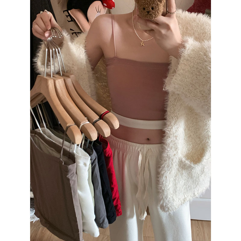 Actual shot of autumn and winter velvet thickening pure desire versatile camisole women's inner layering top