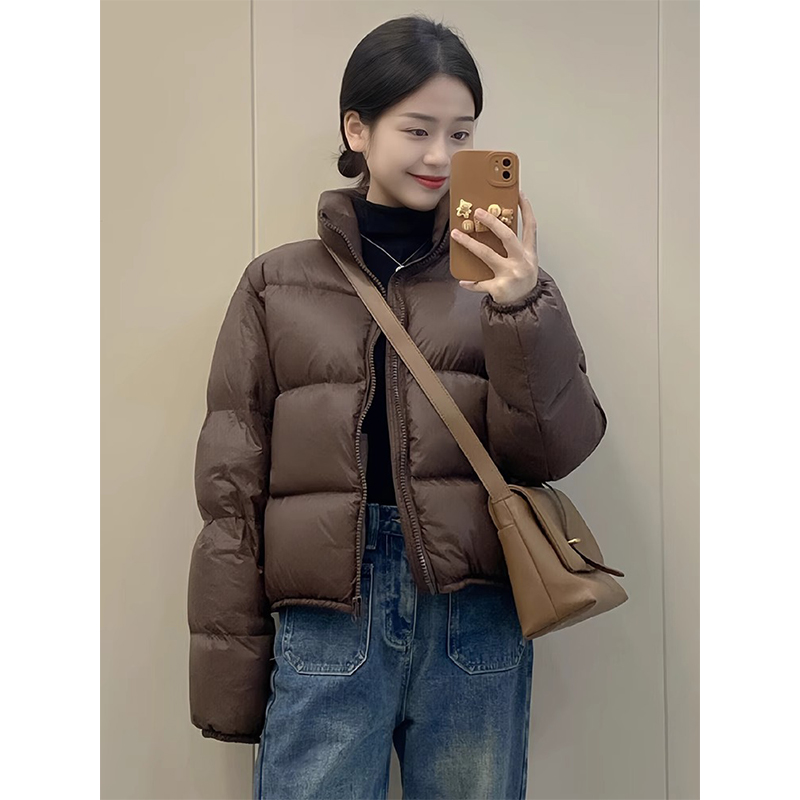 Lined short bread coat for women in winter American retro warm cotton coat for women