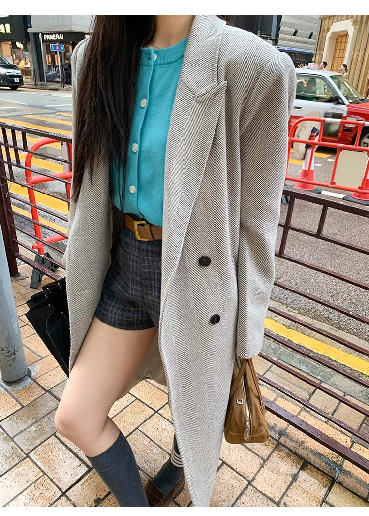翻領毛呢外套女秋季氣質寬鬆長款大衣
