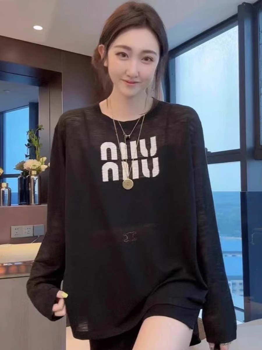 薄款冰絲針織衫女夏季韓版寬鬆防曬上衣長袖透氣時尚洋氣防曬罩衫