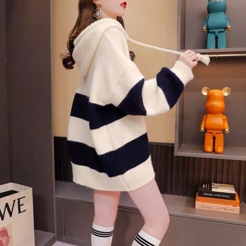 韩版宽松慵懒风连帽卫衣女新款秋季洋气减龄针织衫毛衣外套潮