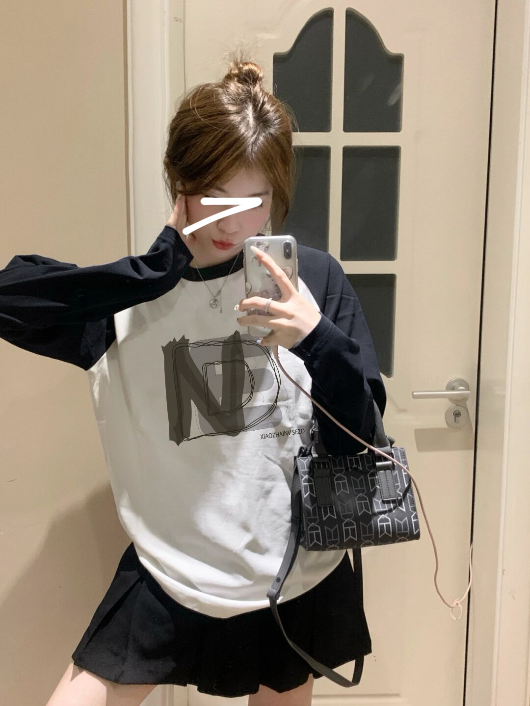 Spring and autumn new pure cotton long-sleeved T-shirt women's design niche top contrasting color loose age-reducing bottoming shirt