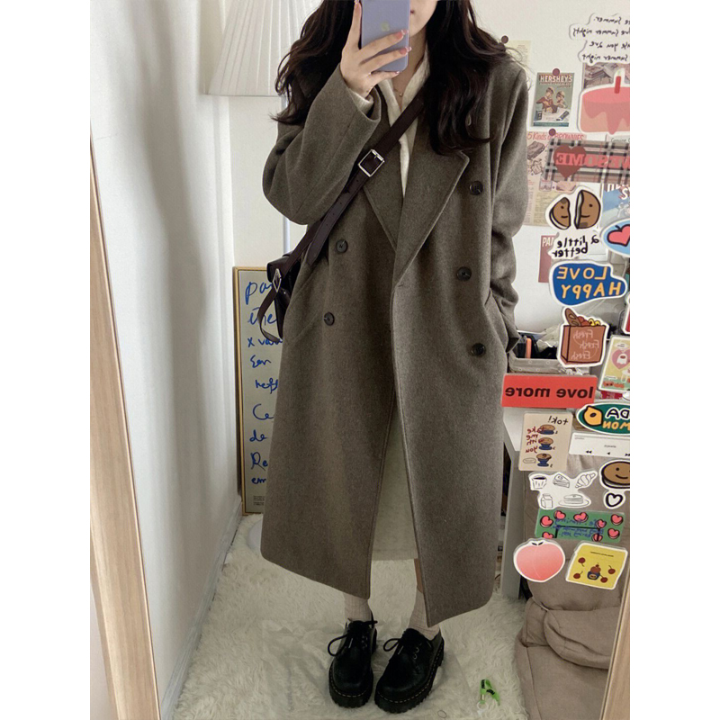 呢子大衣女2023秋冬新款小個子毛呢外套高級感赫本風韓系溫柔