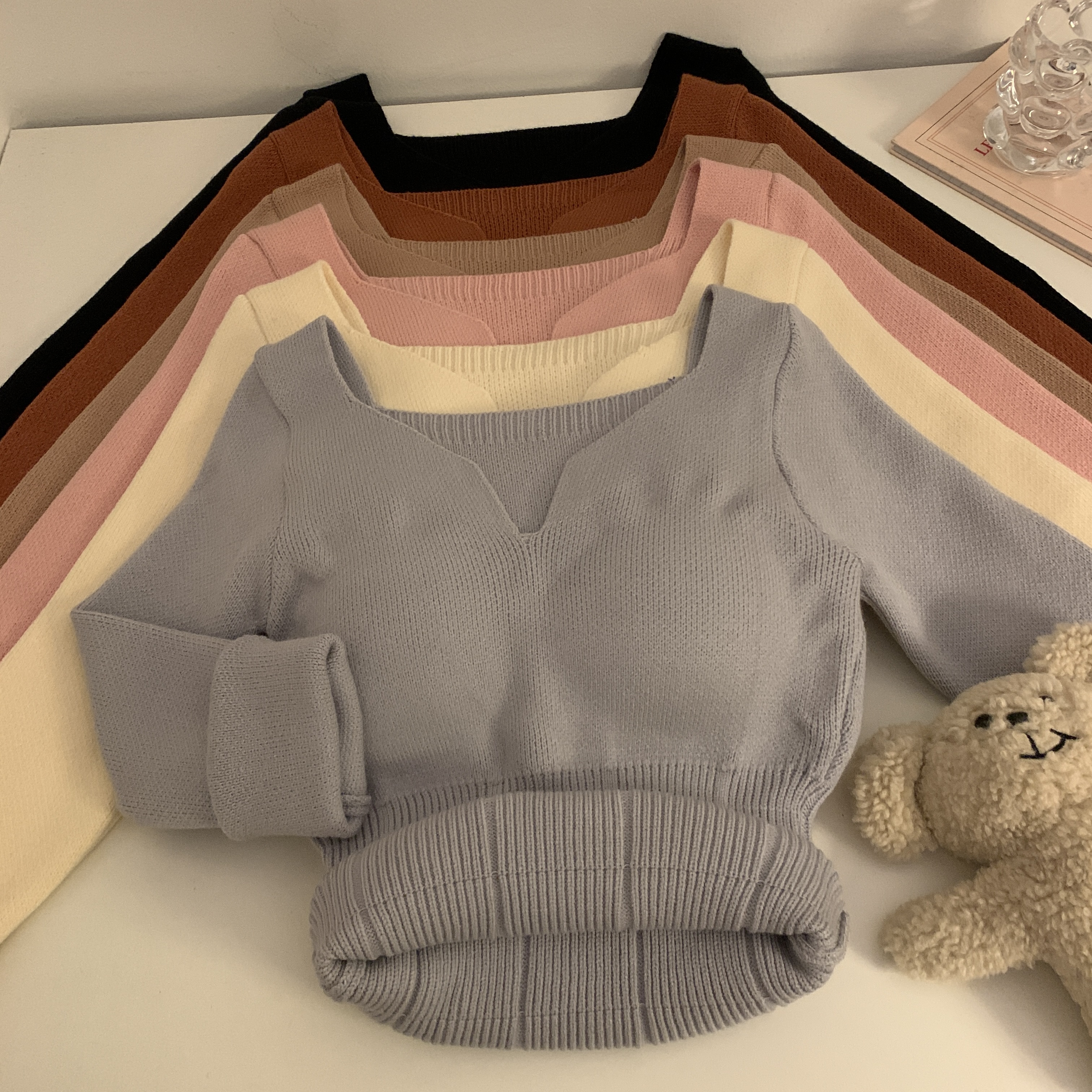 Actual shot of autumn and winter double-sided brushed self-heating thermal underwear with chest pads knitted bottoming shirt shaping autumn clothes