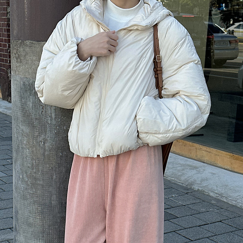 Acme Ground冬季2023新款連帽保暖羽絨服字母印花短款麵包服外套