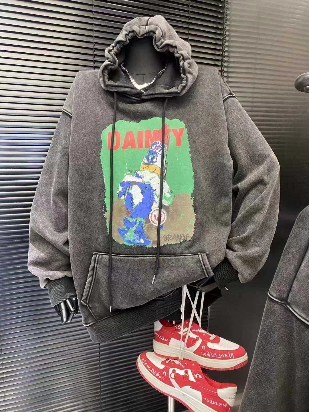 Original plus velvet Korean, Japanese, European and American street style ins trendy hooded pocket 2023 autumn and winter new letter commuting guard Y