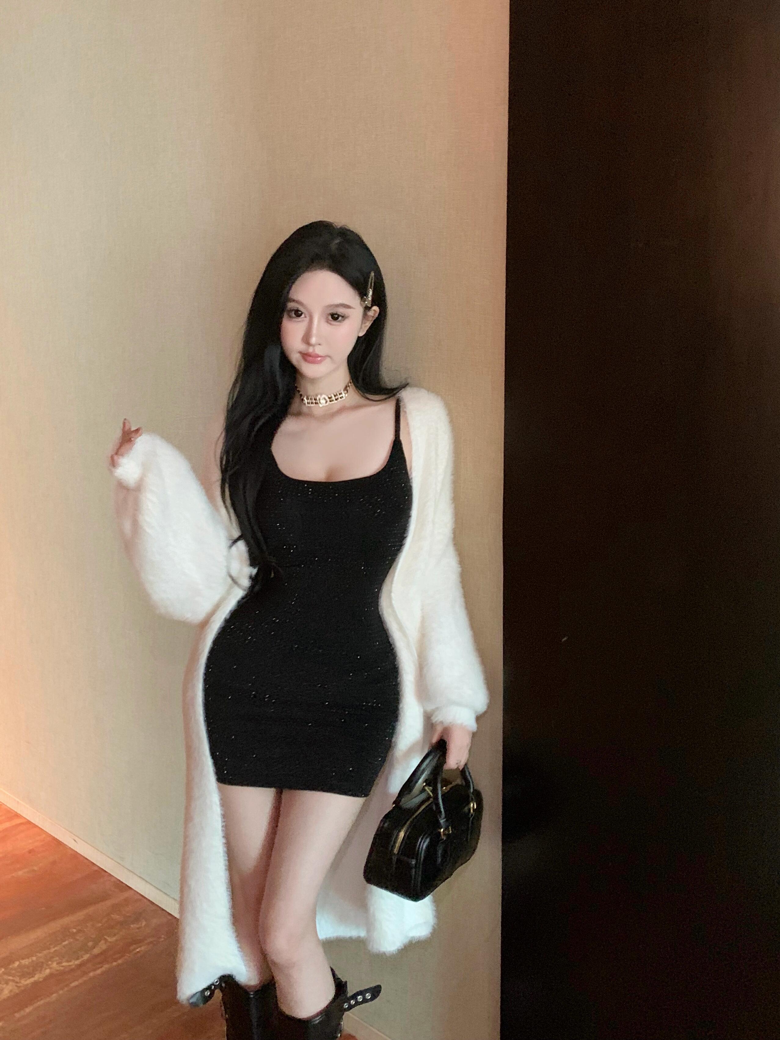 Real shot of Heavy Industry Glitter Diamond Sexy Adjustable Suspender Skirt Slim Fit Bottoming Hip Dress