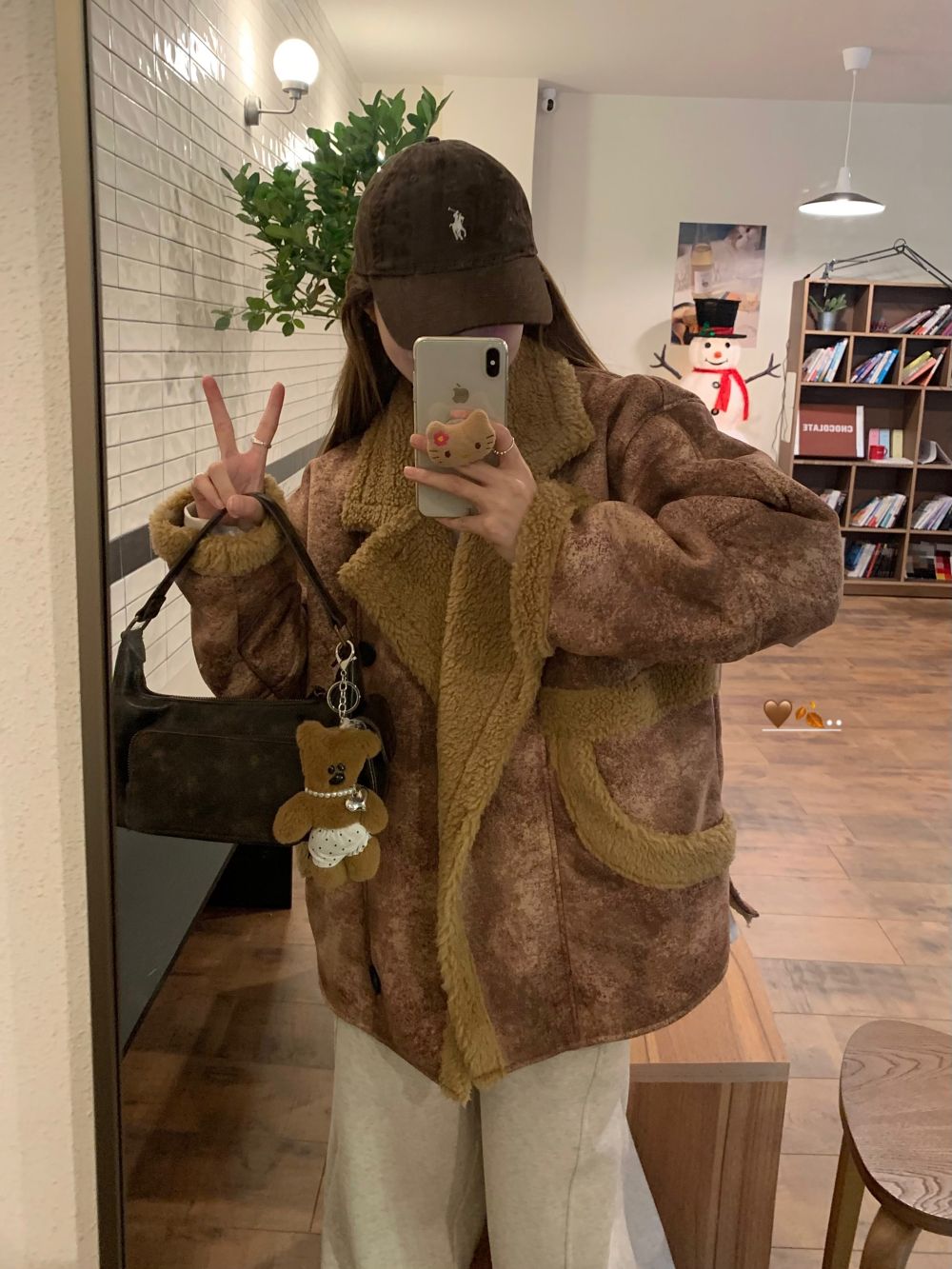 實拍三標齊加厚皮毛一體羊羔毛外套女上衣寬鬆機車皮慵懶