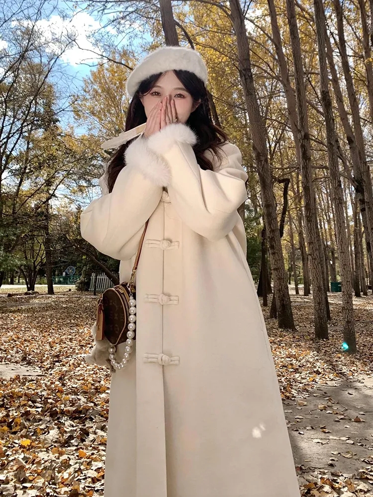 白里BAILISTUDIO蘭亭入夢 設計感新中式大衣小眾長款毛呢外套冬女