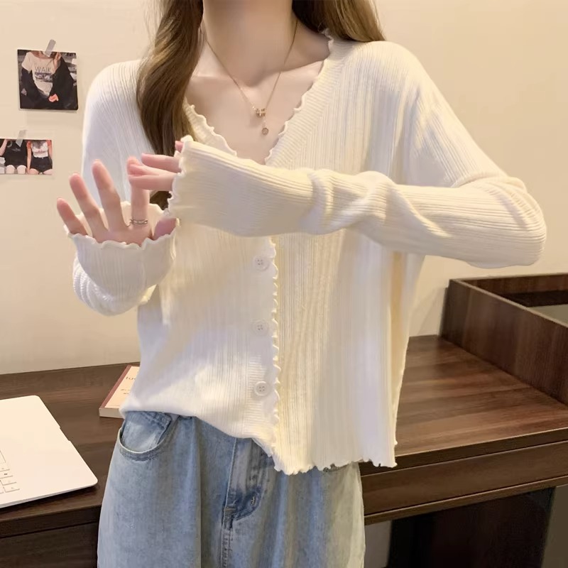 大碼秋冬新款顯瘦遮肚長袖上衣胖MM內搭v領針織開衫外套打底衫女