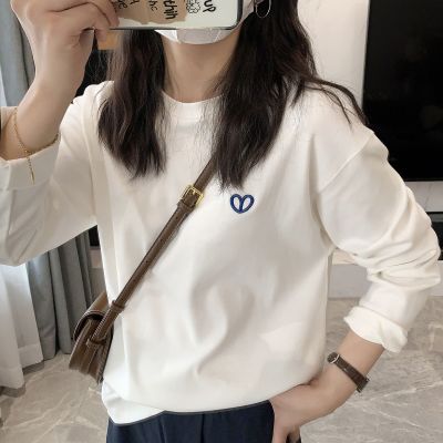 220g German velvet warm long-sleeved T-shirt for women spring and autumn inner layering shirt white love age-reducing top