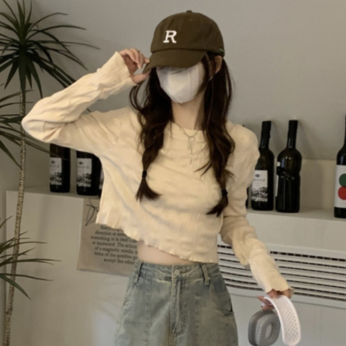 Official picture 92 polyester fiber 8 spandex unique and gentle style fungus bottoming shirt spring new style