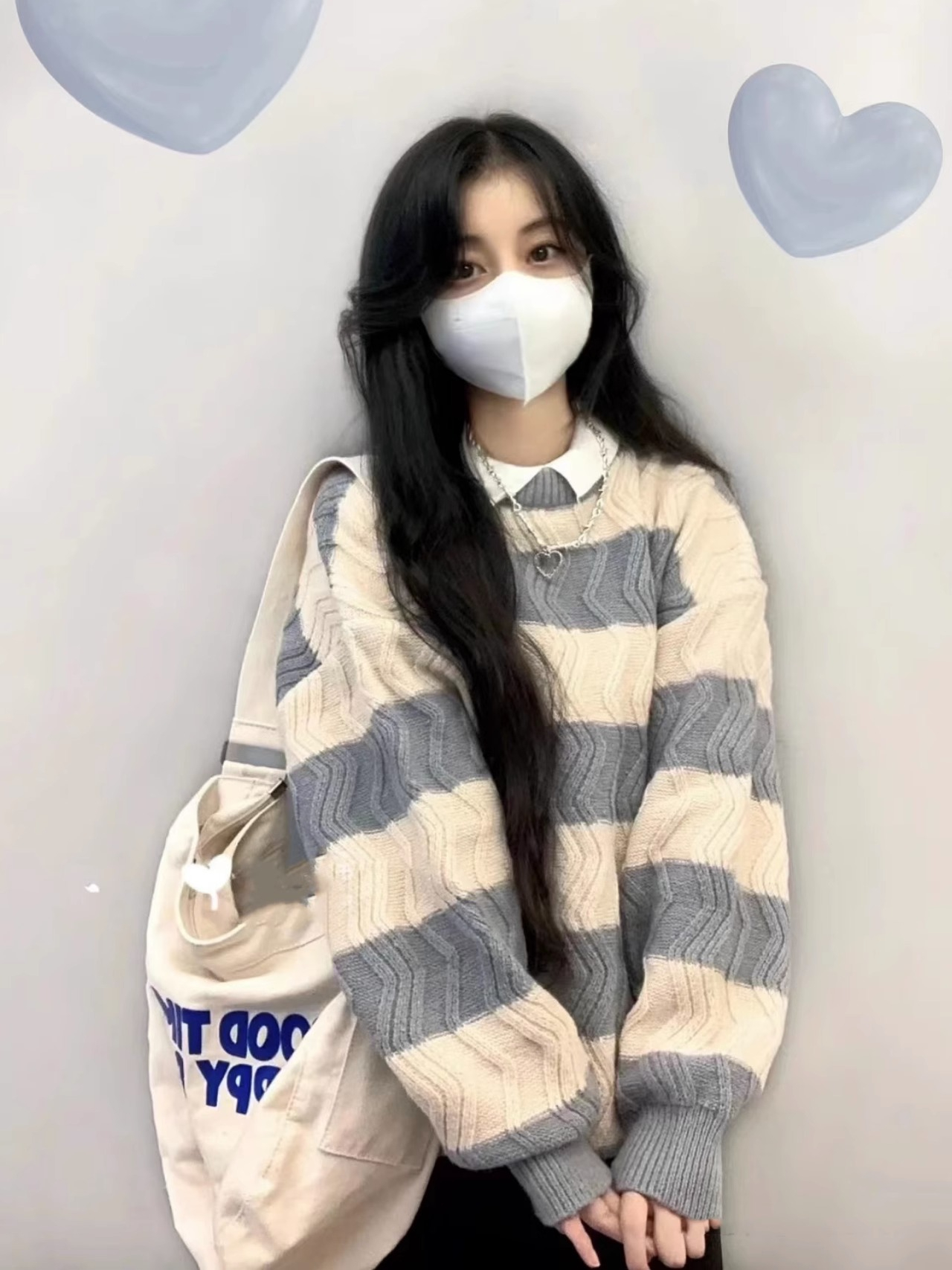 條紋奶呼呼毛衣女秋冬奶系外穿寬鬆慵懶風軟糯針織衫上衣