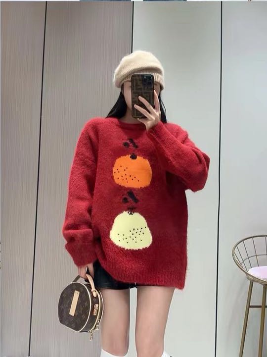 Korean style lazy style pullover sweater for women 2023 autumn and winter loose casual and versatile new round neck outer knitted top