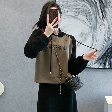 70 cotton hooded sweatshirt for women in spring and autumn, Korean version for fat girls, versatile, covering flesh, slimming and age reduction, loose