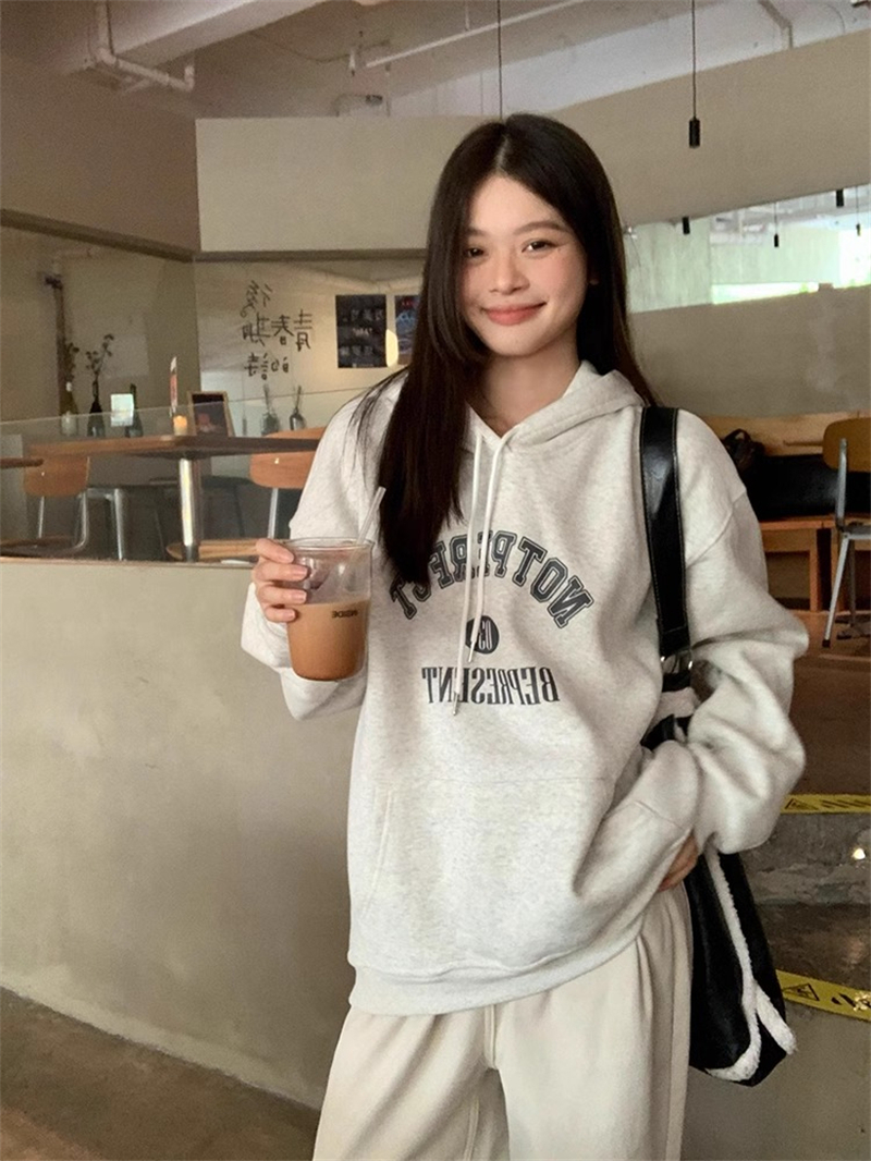 防棉華棉複合牛奶絲300克/銀狐絨400克連帽衛衣女