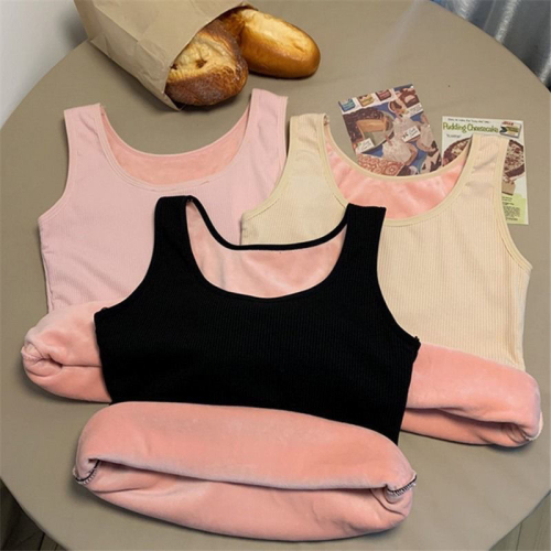 Warm Vest Women's Velvet Thickened Autumn Clothing Women's  New Inner Wear Autumn and Winter Tight Bottoming Top Aser