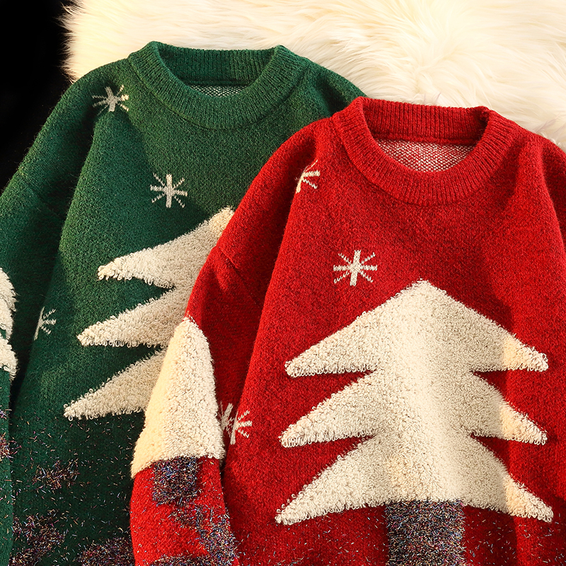 Real shot of plus size women's clothing 2023 winter new style lazy style Christmas and New Year red sweater loose and versatile knitted sweater
