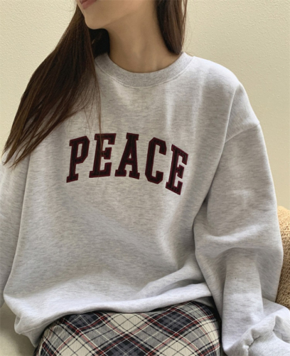 Official picture  autumn and winter Korean version of the new letter simple loose solid color plus velvet thickened fashion versatile sweatshirt for women