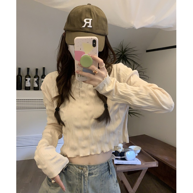 Official picture 92 polyester fiber 8 spandex unique and gentle style fungus bottoming shirt spring new style
