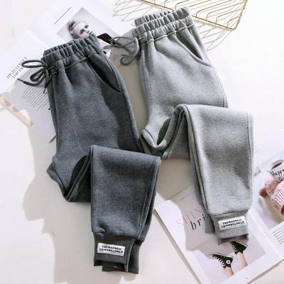 2023 new autumn and winter sweatpants with cotton, white bottoming, Korean style casual pants, harem radish sports pants for small feet