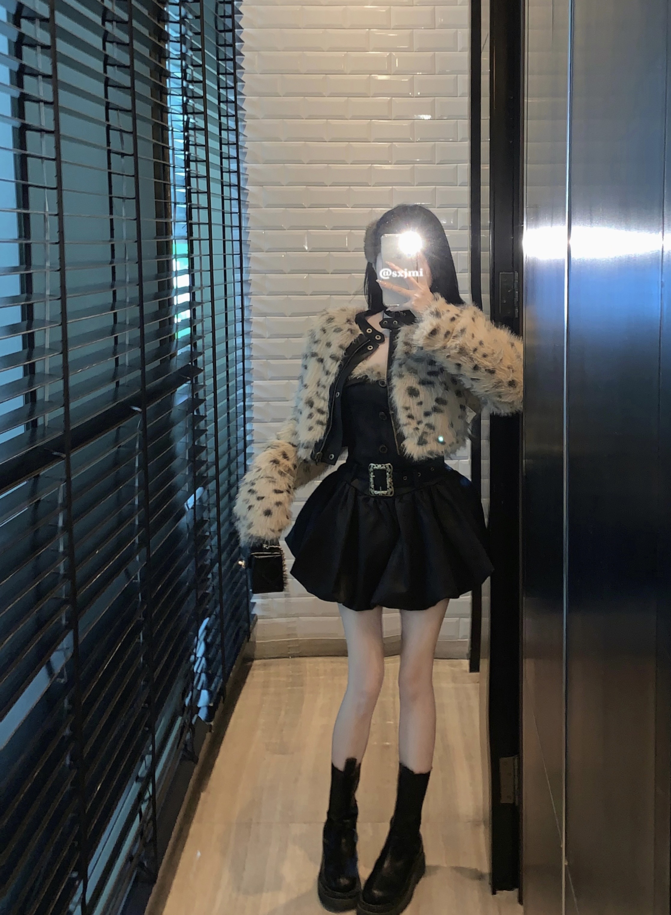 實拍豹紋毛毛外套女高級感百搭小個子兩面穿短款加厚棉服