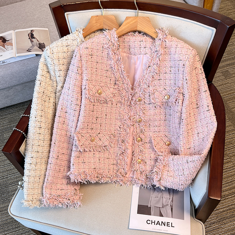 Actual shot of 2023 new winter clothing for fat mm plus size women's small fragrance Liusu foreign style versatile thickened jacket tops