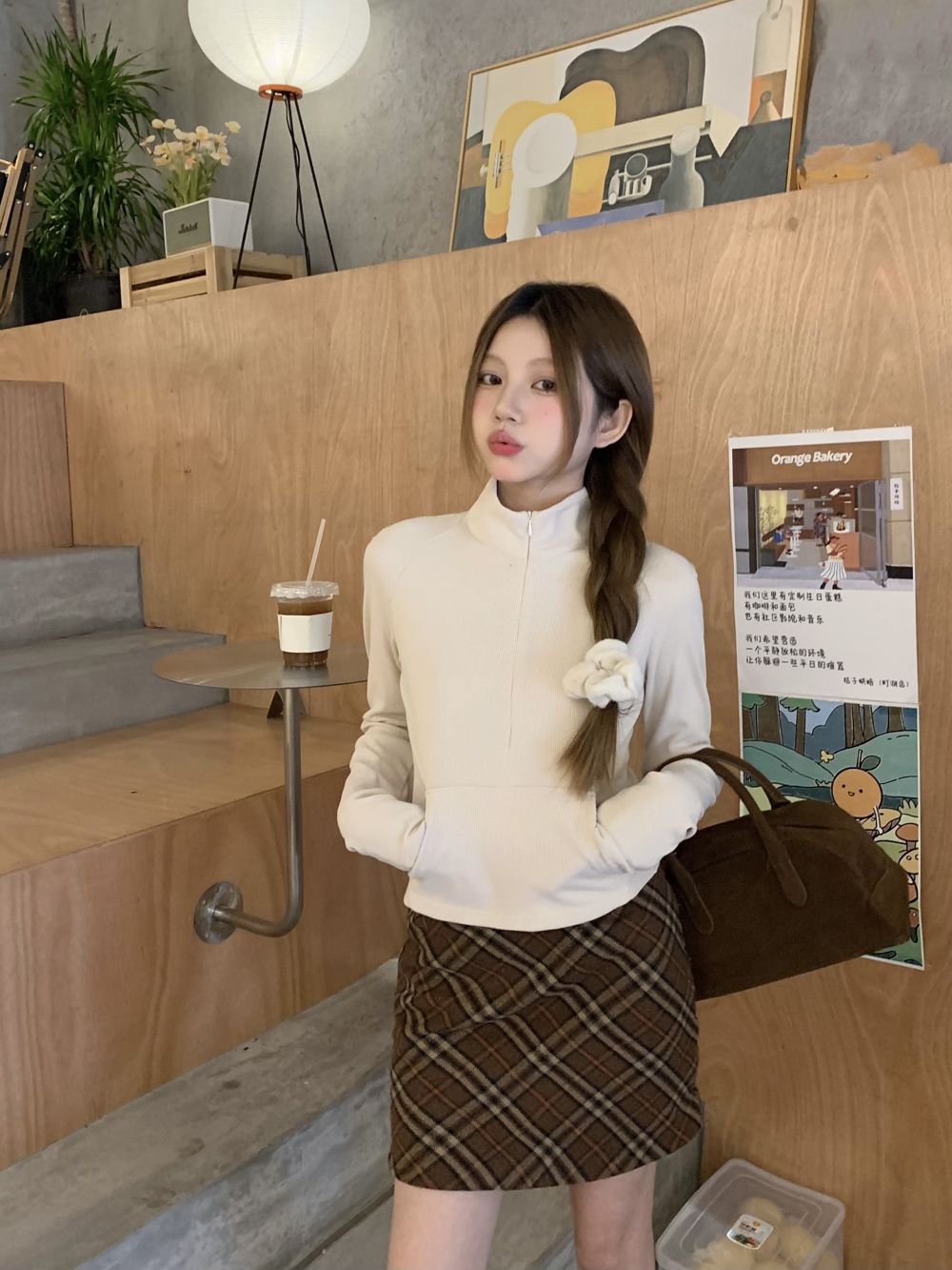 實拍三標齊半拉鏈立領長袖短款T恤美式修身內搭打底衫上衣女