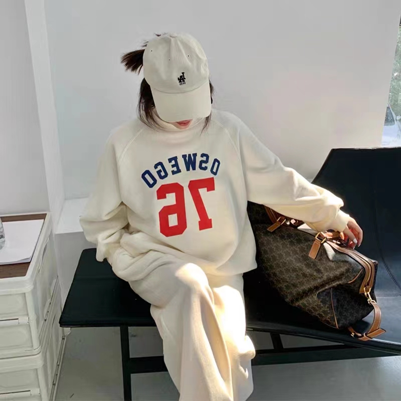 Autumn clothing 2023 new salt style sports sweatshirt suit women's high-end casual fashion wide-leg pants two-piece set