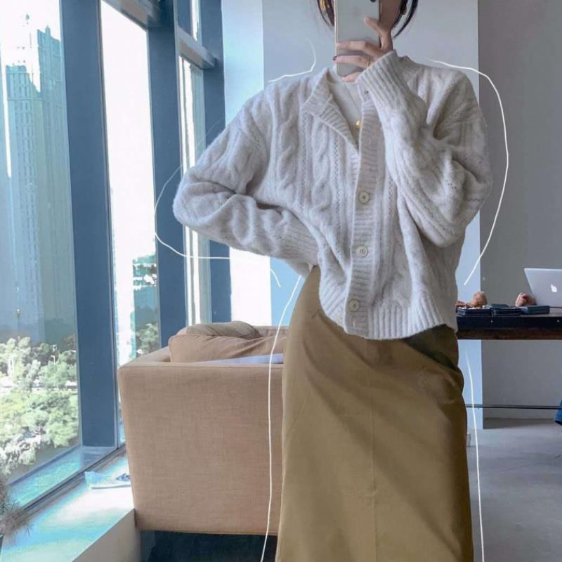 春秋2023新款寬鬆日系毛衣開衫女小清新單排扣外搭純色百搭上衣潮