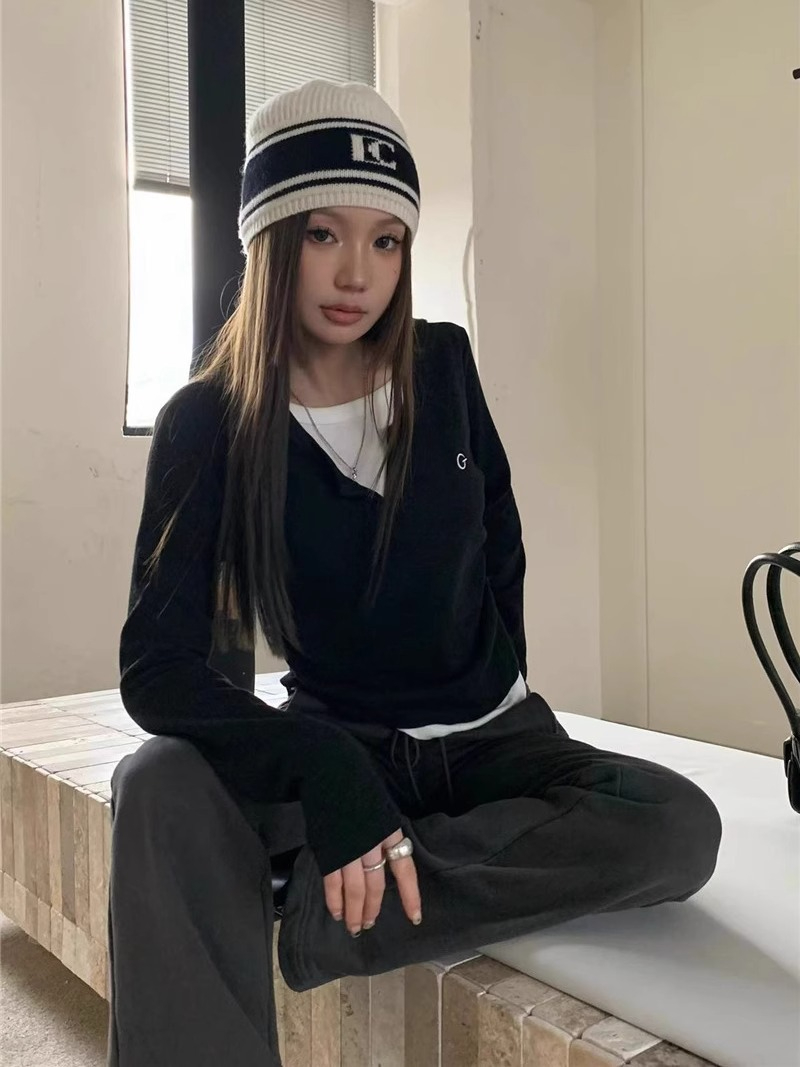 Sweet Desire~ Fake two-piece design, versatile long-sleeved T-shirt for fall and winter, slim fit bottoming top