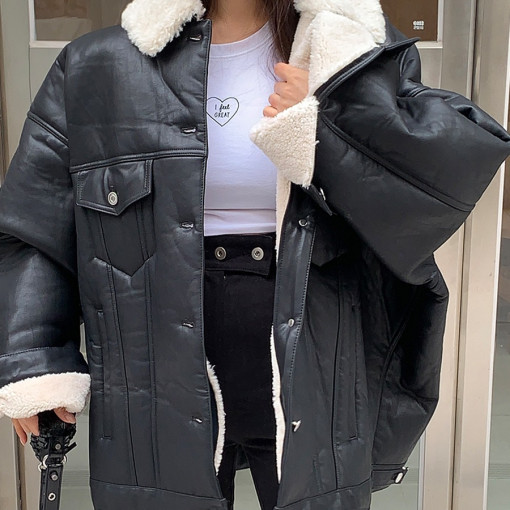fleece leather jacket