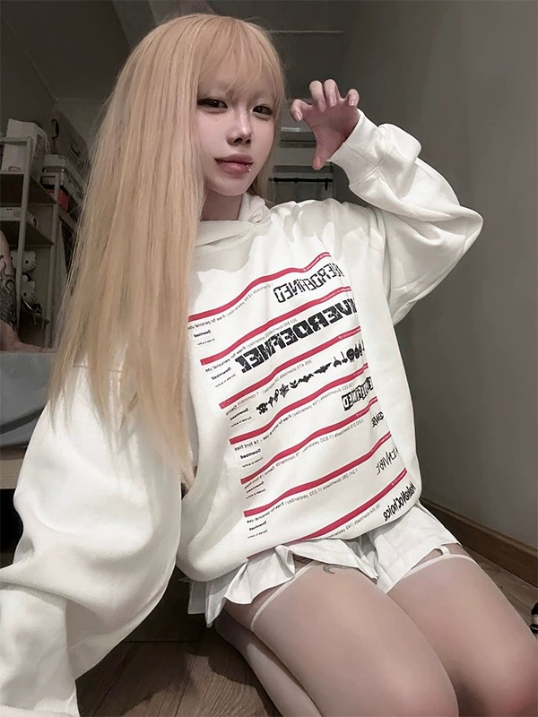 美式復古字母印花情侶帽衫男女同款朋克風繁體寬鬆連帽衛衣潮
