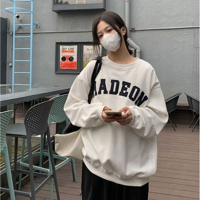 Harajuku BF thickened velvet pullover round neck sweatshirt for female students salt loose top autumn and winter coat lazy style