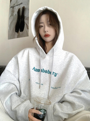 Official picture autumn and winter hooded velvet thickened sweatshirt for women  new pullover Korean style oversize jacket