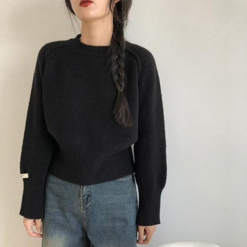 Women's sweater 2023 new autumn and winter thickened high-waisted short fashion high-quality top for lazy outer wear