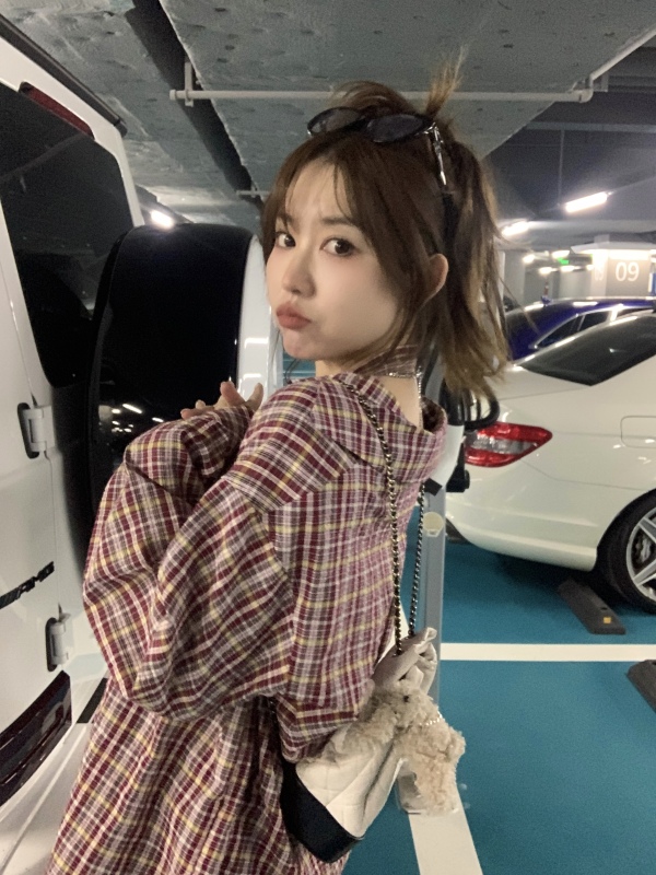 羅女士__kawayi日系掛脖襯衣 甜酷線 春季格紋長袖寬鬆襯衫打底衫