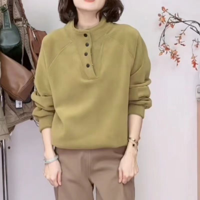 搖粒絨保暖2023衛衣秋冬新款套頭護頸時尚加厚休閒百搭上衣女士