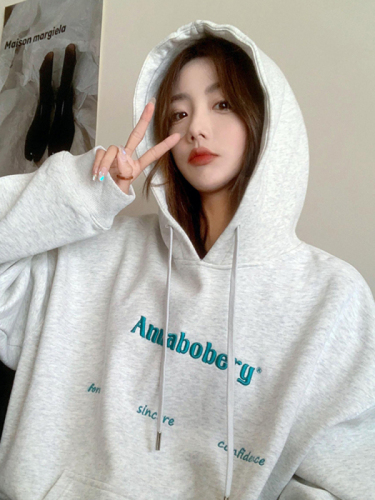 Official picture autumn and winter hooded velvet thickened sweatshirt for women  new pullover Korean style oversize jacket