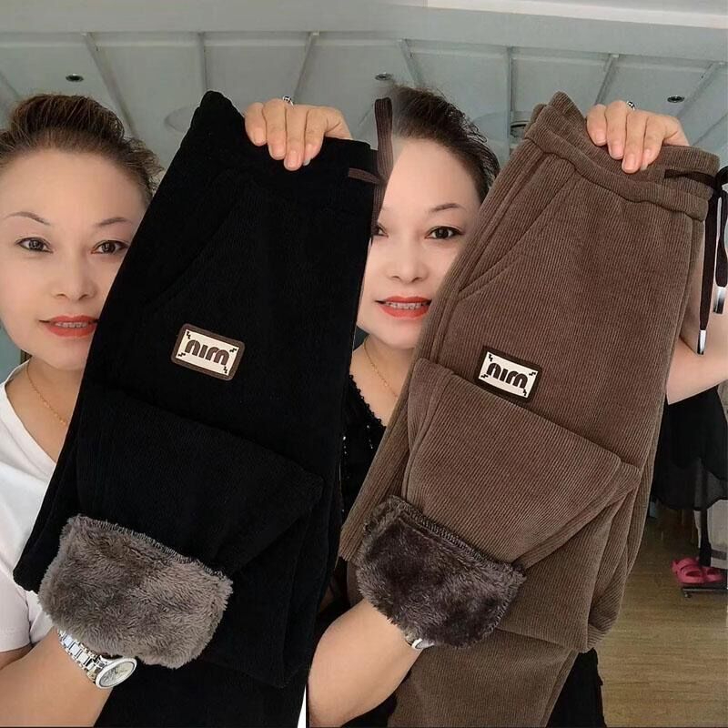 Baby velvet leggings for women's outerwear in autumn and winter, plus velvet and thickened autumn trousers, slim-fitting, extra thick, high-waisted, warm cotton trousers, fashionable